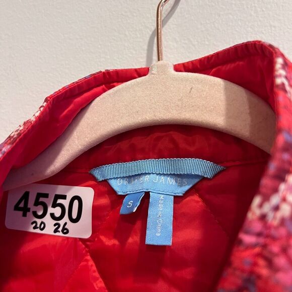 Draper James Womens Pink Quilted Jacket S Floral Full Zip Long Sleeve Cottagecor - Picture 4 of 8